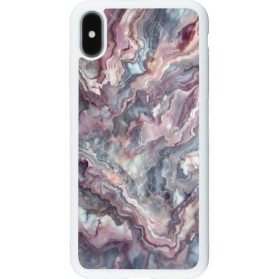 Coque iPhone Xs Max - Silicone rigide blanc Marbre violette argentée