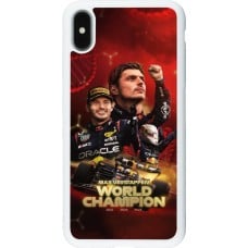 Coque iPhone Xs Max - Silicone rigide blanc Max Verstappen Champion 2023