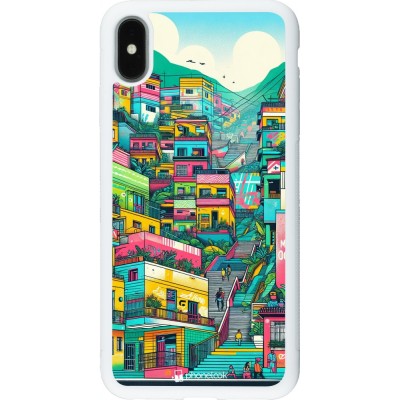 Coque iPhone Xs Max - Silicone rigide blanc Medellin Comuna 13 Art