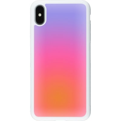 Coque iPhone Xs Max - Silicone rigide blanc Orange Pink Blue Gradient