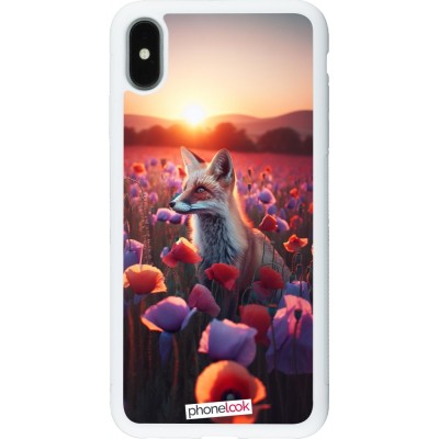 Coque iPhone Xs Max - Silicone rigide blanc Renard pourpre au crépuscule