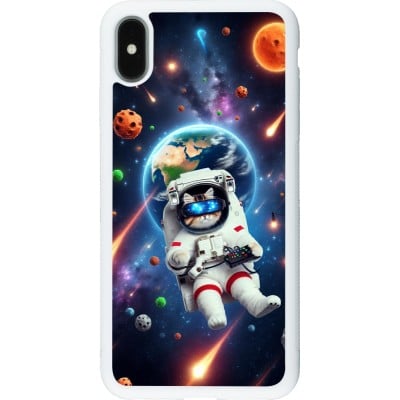 Coque iPhone Xs Max - Silicone rigide blanc VR SpaceCat Odyssey