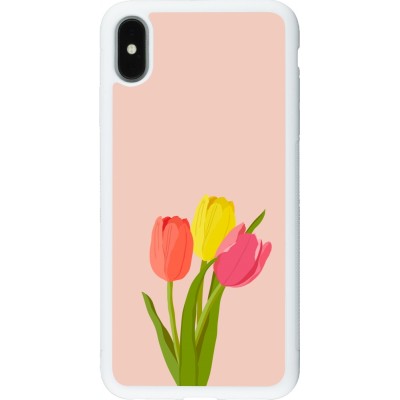 Coque iPhone Xs Max - Silicone rigide blanc Spring 23 tulip trio