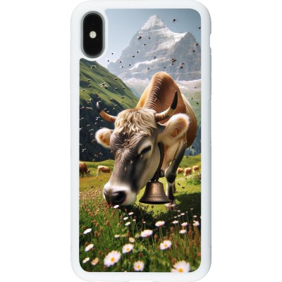 Coque iPhone Xs Max - Silicone rigide blanc Vache montagne Valais