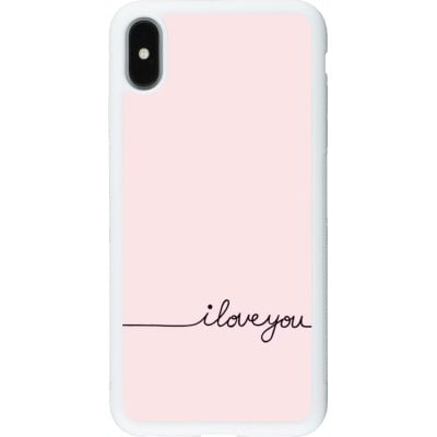 Coque iPhone Xs Max - Silicone rigide blanc Valentine 2023 i love you writing