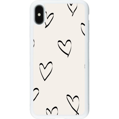 Coque iPhone Xs Max - Silicone rigide blanc Valentine 2023 minimalist hearts