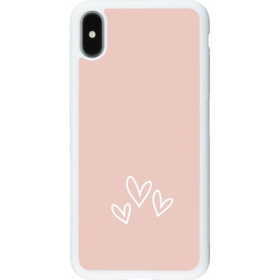 Coque iPhone Xs Max - Silicone rigide blanc Valentine 2023 three minimalist hearts