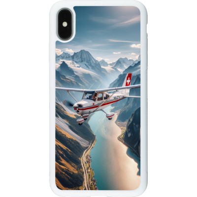 Coque iPhone Xs Max - Silicone rigide blanc Vol Alpin Suisse