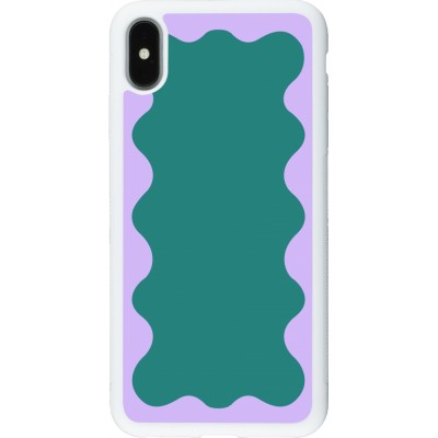 Coque iPhone Xs Max - Silicone rigide blanc Wavy Rectangle Green Purple