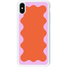 Coque iPhone Xs Max - Silicone rigide blanc Wavy Rectangle Orange Pink