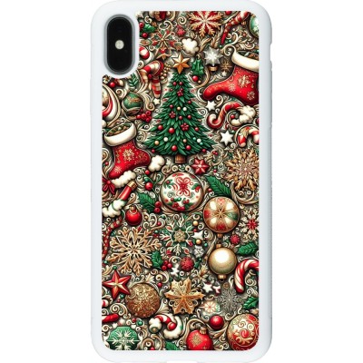 Coque iPhone Xs Max - Silicone rigide blanc Noël 2023 micro pattern