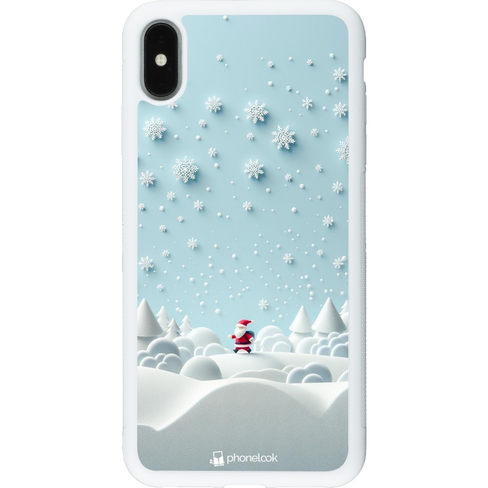 Coque iPhone Xs Max - Silicone rigide blanc Noël 2023 Petit Père Flocon