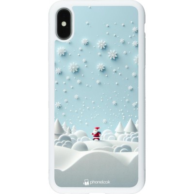 Coque iPhone Xs Max - Silicone rigide blanc Noël 2023 Petit Père Flocon