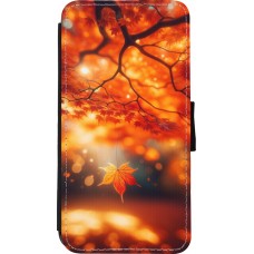 Coque iPhone Xs Max - Wallet noir Automne Magique Orange