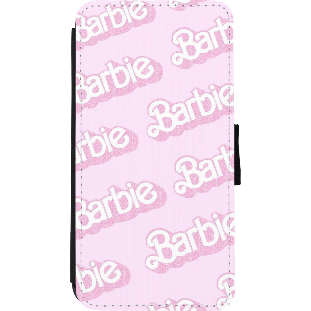 Coque iPhone Xs Max - Wallet noir Barbie light pink pattern