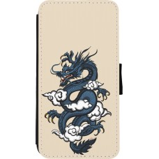 Coque iPhone Xs Max - Wallet noir Blue Dragon Tattoo