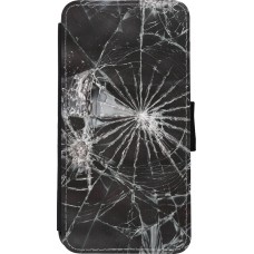 Coque iPhone Xs Max - Wallet noir Broken Screen