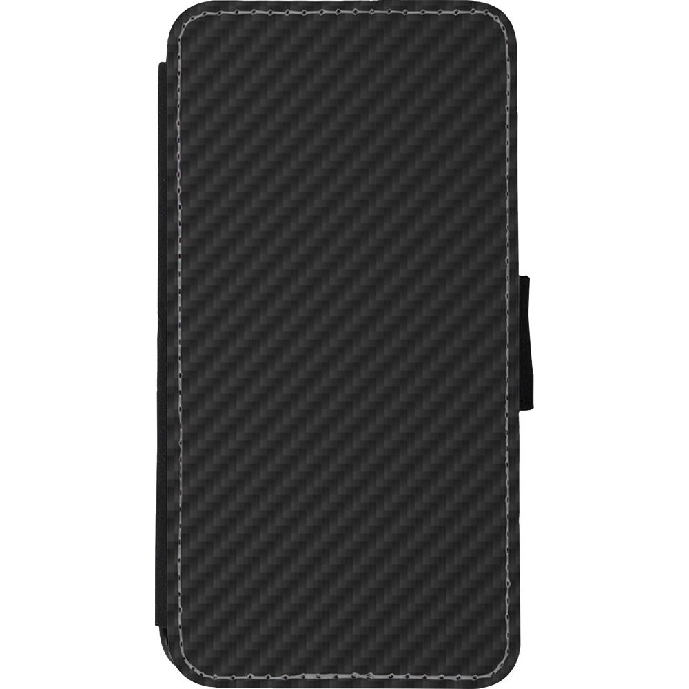 Hülle iPhone Xs Max - Wallet schwarz Carbon Basic