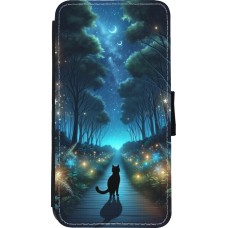 Coque iPhone Xs Max - Wallet noir Chat noir promenade