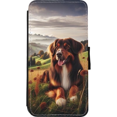 Coque iPhone Xs Max - Wallet noir Chien Campagne Suisse