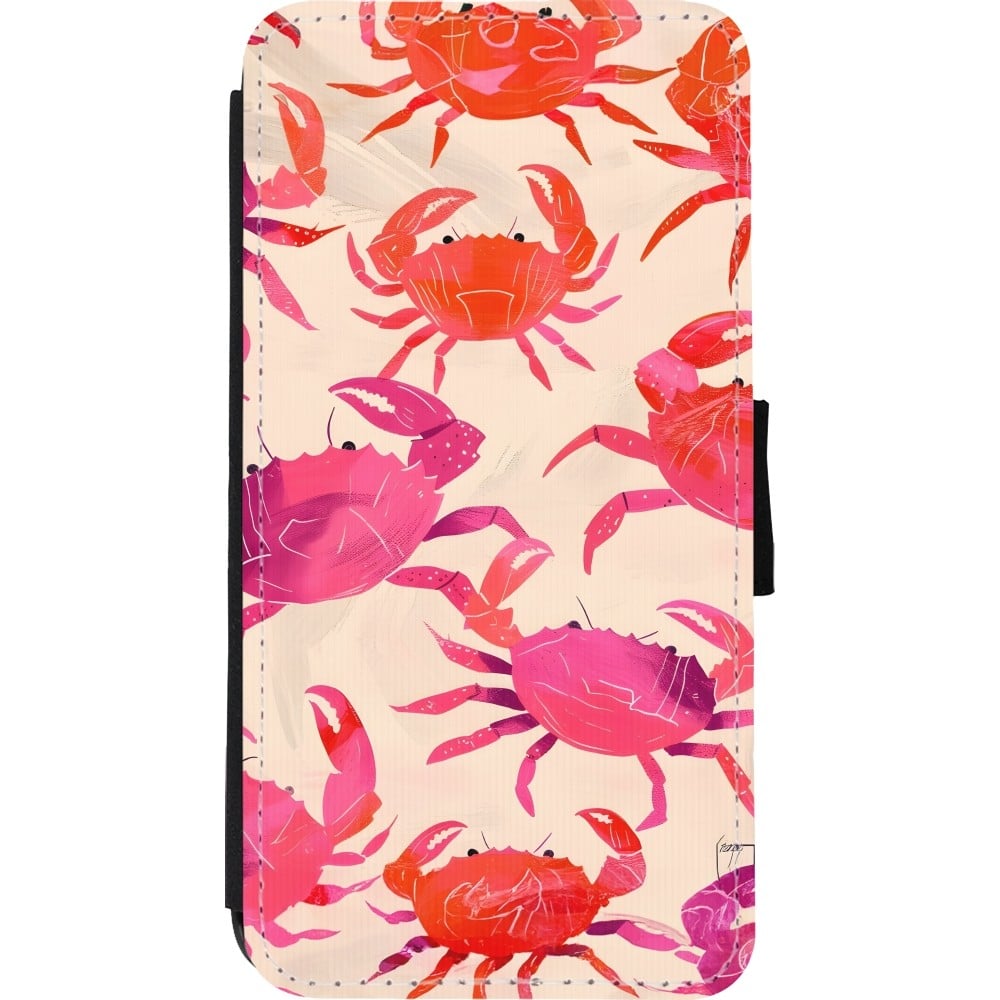 Coque iPhone Xs Max - Wallet noir Crabs Paint