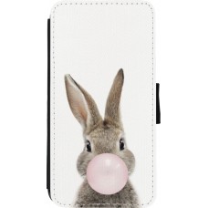 Coque iPhone Xs Max - Wallet noir Easter 2023 bubble gum bunny