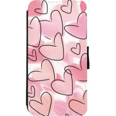 Coque iPhone Xs Max - Wallet noir Easter 2023 pink hearts