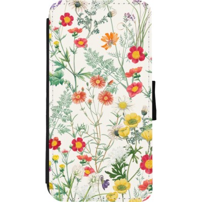 Coque iPhone Xs Max - Wallet noir Flora Botanical Wildlife