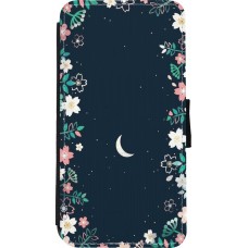 Coque iPhone Xs Max - Wallet noir Flowers space