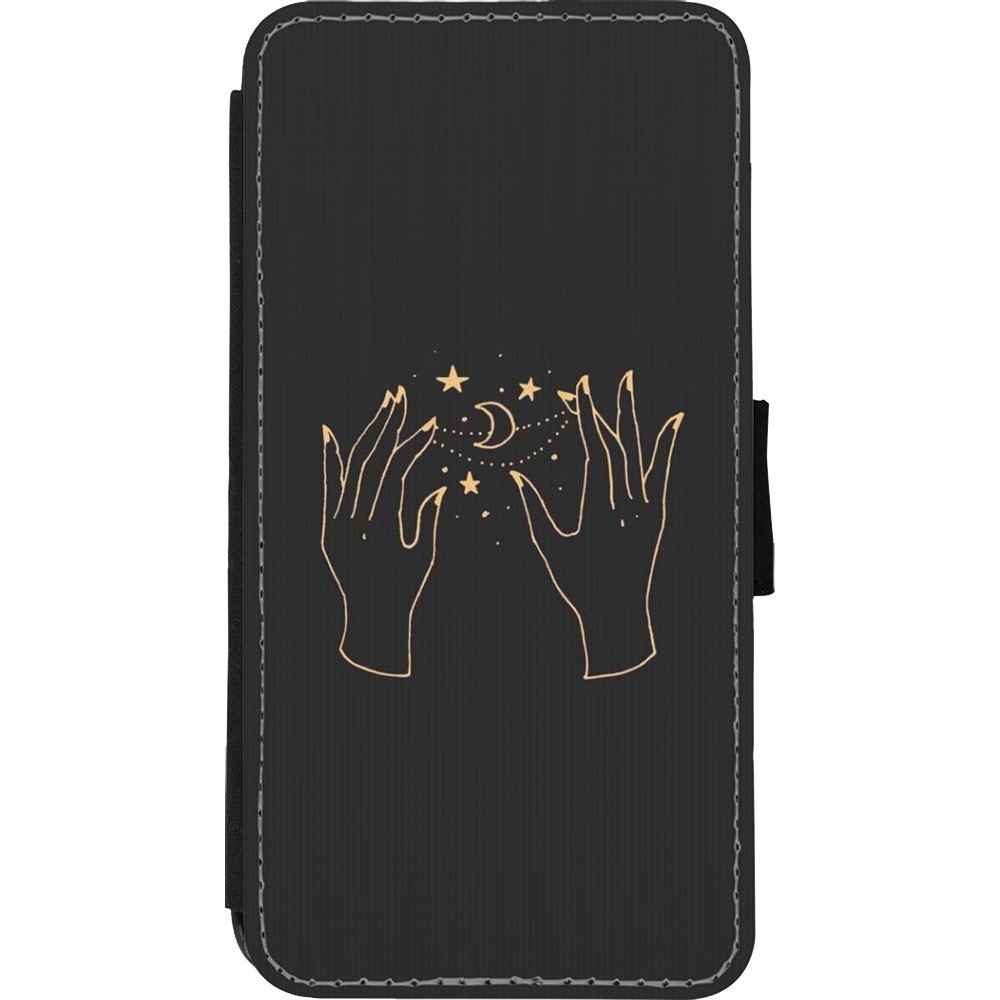 Coque iPhone Xs Max - Wallet noir Grey magic hands