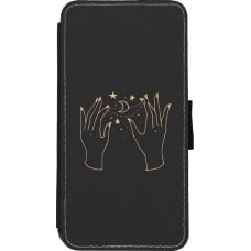 Coque iPhone Xs Max - Wallet noir Grey magic hands