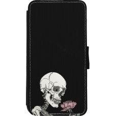 Coque iPhone Xs Max - Wallet noir Halloween 2023 rose and skeleton