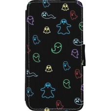 Coque iPhone Xs Max - Wallet noir Halloween 2024 colorful ghosts