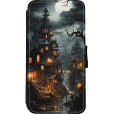 Coque iPhone Xs Max - Wallet noir Halloween 2024 scary town