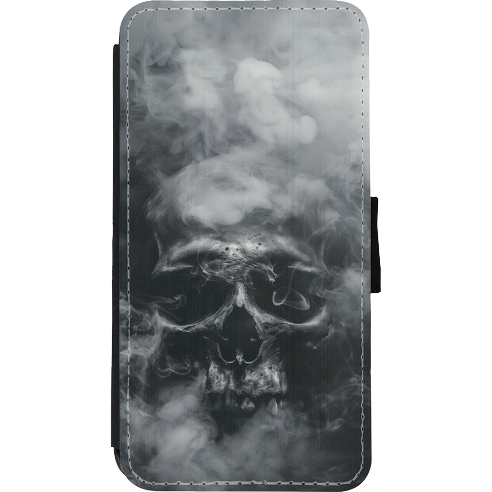 Coque iPhone Xs Max - Wallet noir Halloween 2024 smoky skull