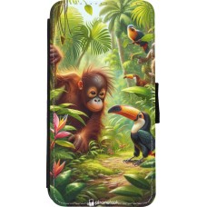 Coque iPhone Xs Max - Wallet noir Jungle Tropicale Tayrona