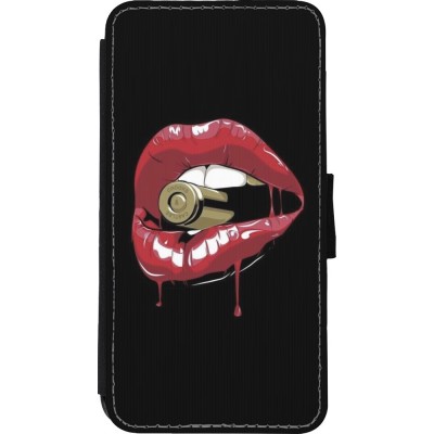 Coque iPhone Xs Max - Wallet noir Lips bullet