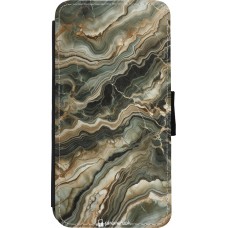 Coque iPhone Xs Max - Wallet noir Marbre Olive