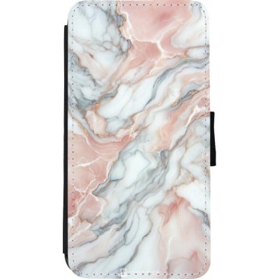 Coque iPhone Xs Max - Wallet noir Marbre Rose Lumineux