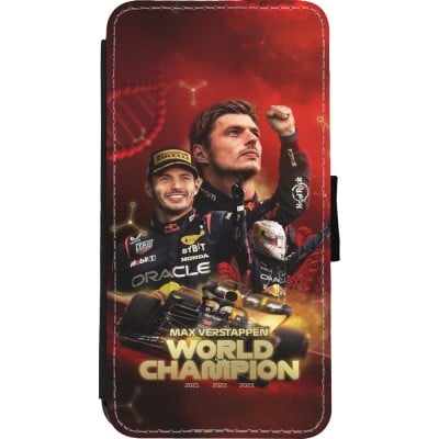 Coque iPhone Xs Max - Wallet noir Max Verstappen Champion 2023