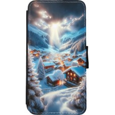 Coque iPhone Xs Max - Wallet noir Mont Neige Lumière