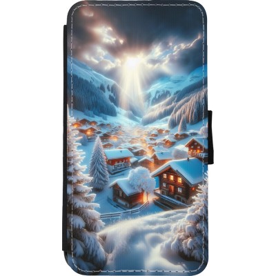 Coque iPhone Xs Max - Wallet noir Mont Neige Lumière