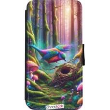 Coque iPhone Xs Max - Wallet noir Oiseau Nid Forêt