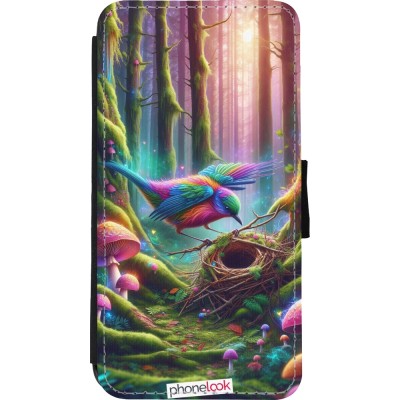 Coque iPhone Xs Max - Wallet noir Oiseau Nid Forêt