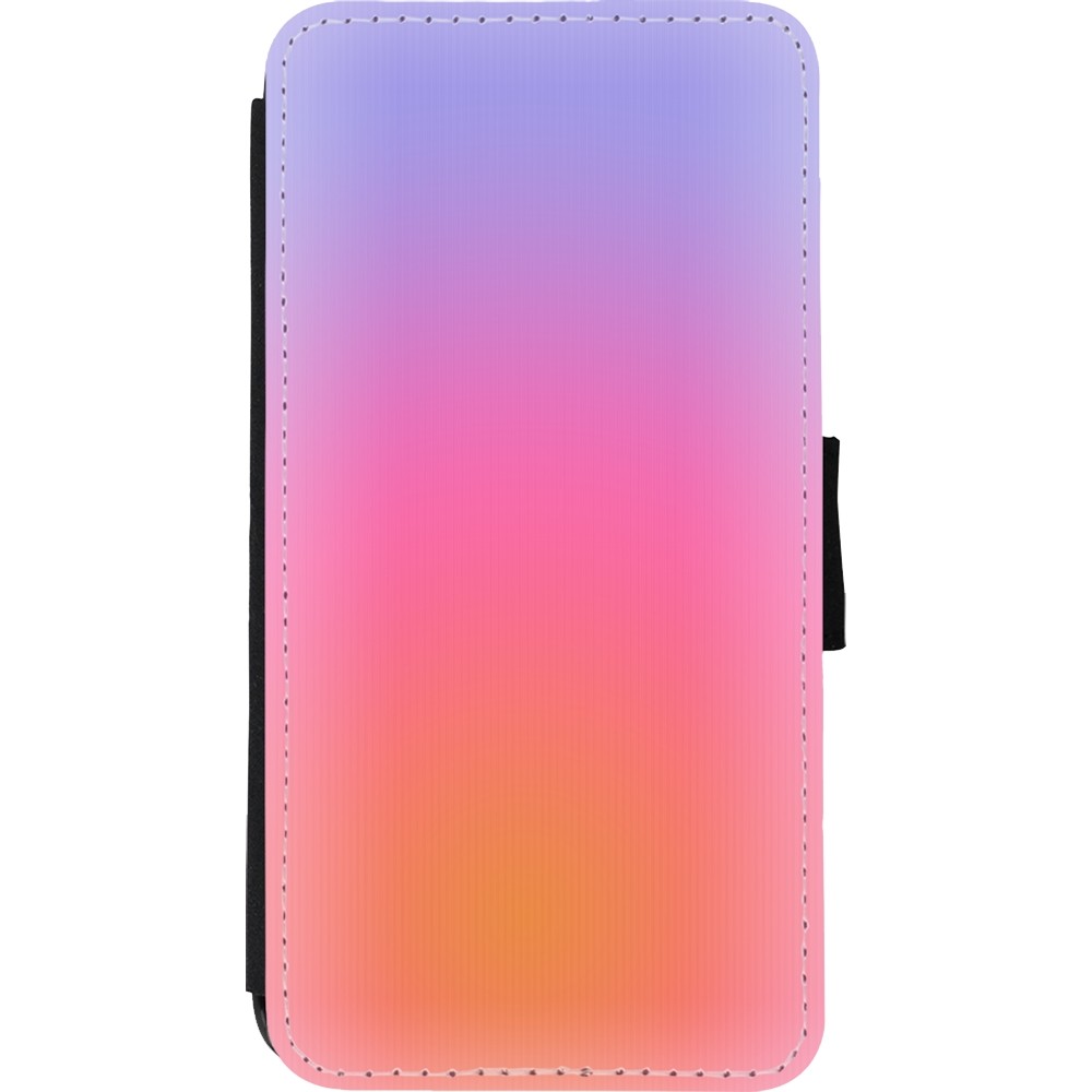 Coque iPhone Xs Max - Wallet noir Orange Pink Blue Gradient