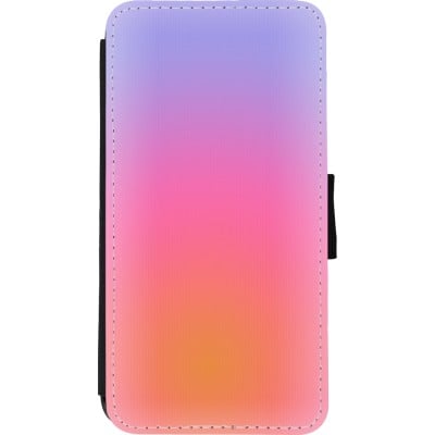 Coque iPhone Xs Max - Wallet noir Orange Pink Blue Gradient