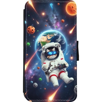 Coque iPhone Xs Max - Wallet noir VR SpaceCat Odyssey