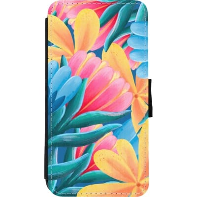 Coque iPhone Xs Max - Wallet noir Spring 23 colorful flowers