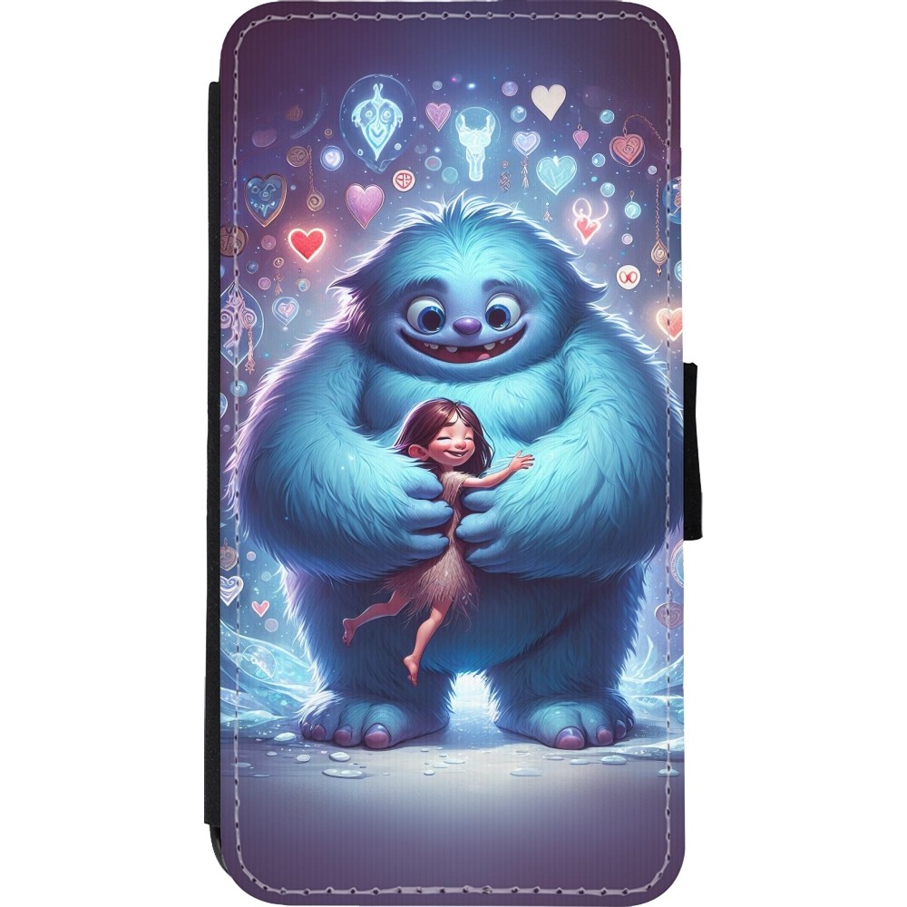 Coque iPhone Xs Max - Wallet noir Valentine 2024 Fluffy Love