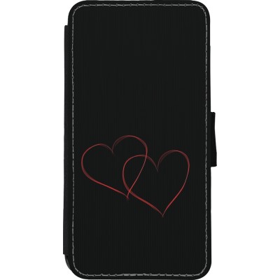 Coque iPhone Xs Max - Wallet noir Valentine 2023 attached heart